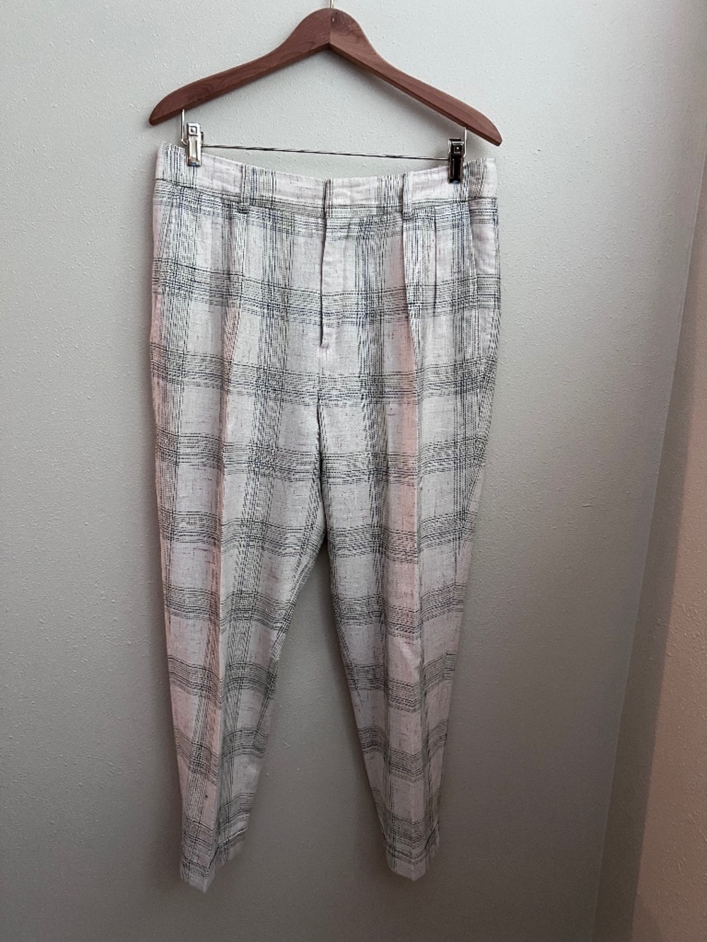 Isabel Marant Plaid Linen Silk Pleated Trousers Sz 42 (US 10)